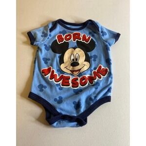 Disney Mickey Mouse Born Awesome Short‎ Sleeve Onesie